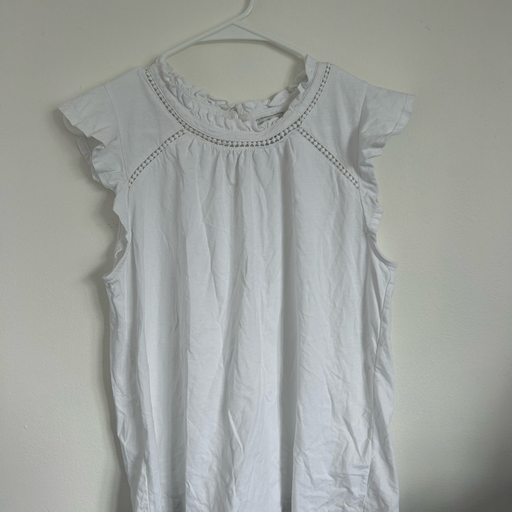 J. Crew Cream Ruffled Cap Sleeve Blouse